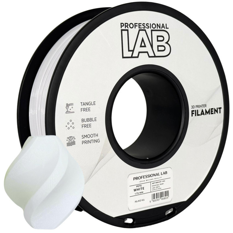 PETG filament weiß | Prof. Lab, 1,75mm, 1KG
